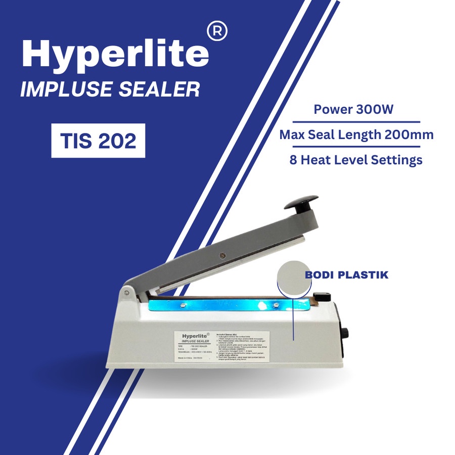 Hand Impulse Sealer Hyperlite TIS-202 Alat Perekat Plastik 20cm TIS202 Sealer 20 cm Hand Sealer Japit