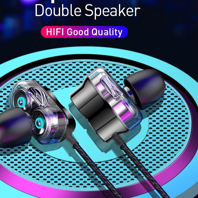 ✭ BASIKE Earphone  headset In-Ear Stereo 4D Super earphone Bass dengan Mic + Kabel Jack 3.5mm Androi