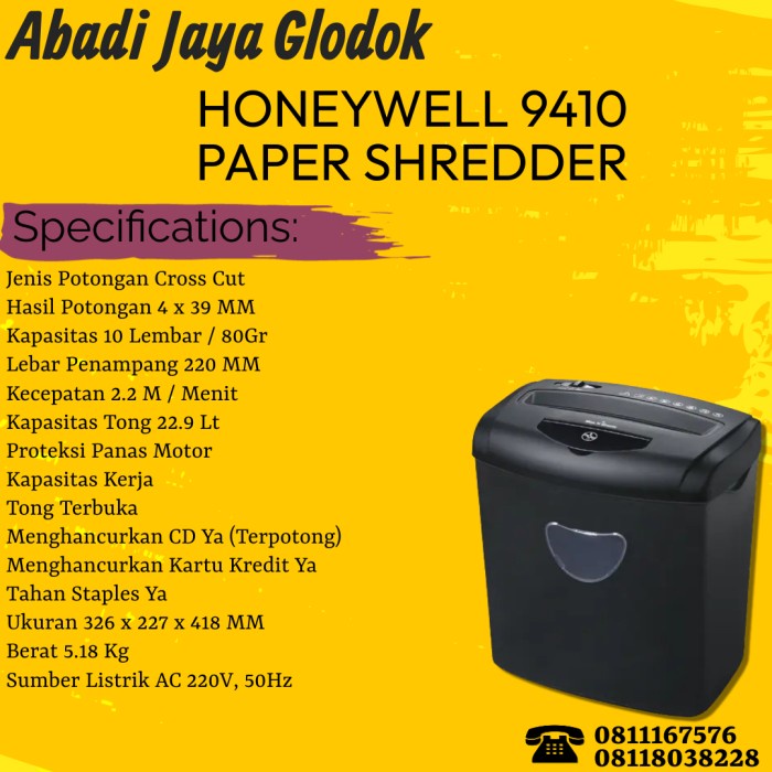 

[[JNT COD]] HONEYWELL 9410 PAPER SHREDDER