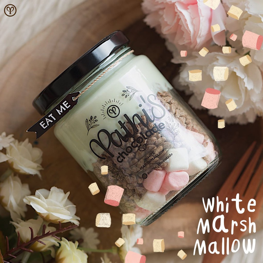 

WHITE CHOCO MARSHMALLOW - Pathis Chocolade Chocolate In Jar