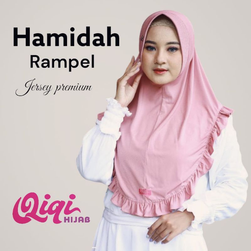 [ Qiqi Hijab ] HAMIDAH REMPEL ••hijab instan pet rempel••hijab instan jersey premium