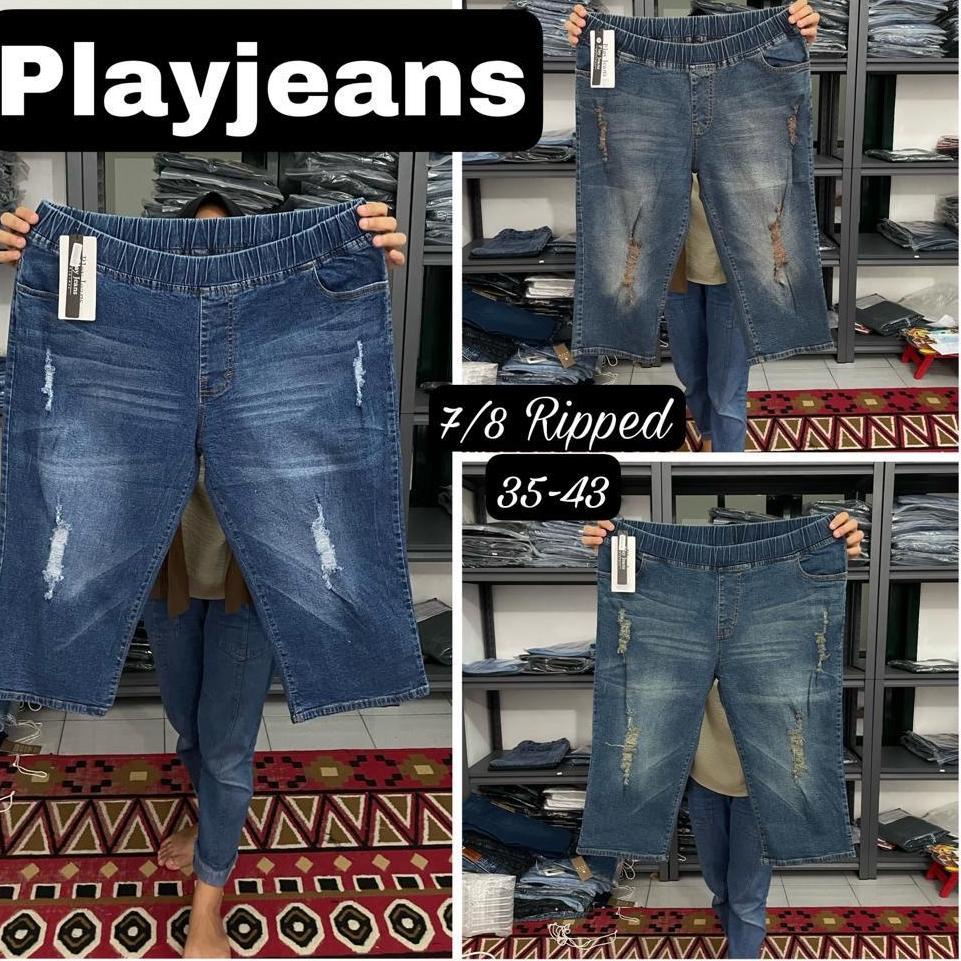 Paling Diminati Celana Wanita 7/8 Jeans Sobek Jumbo Celana Wanita 7/8 Whisker Ripped Jumbo