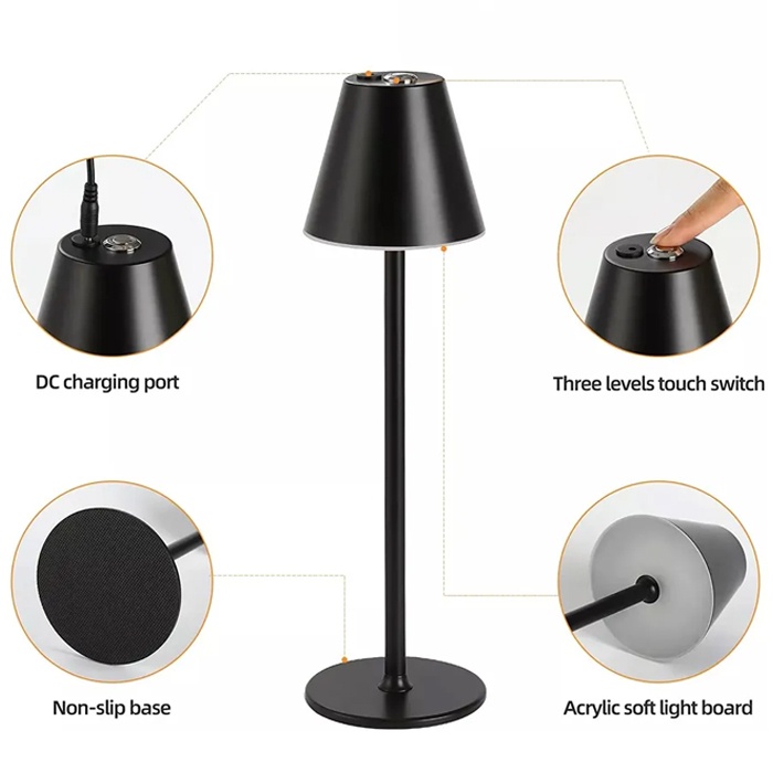 Lampu Meja Bar Cafe Meja Tidur LED Premium Table Lamp Metal Warna Bronze dan Hitam