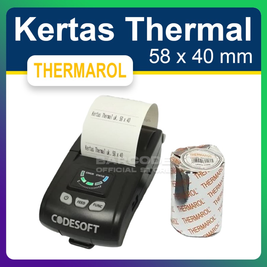 

KERTAS THERMAL 58X40 MM - ROLL KERTAS KASIR THERMAL MOBILE PRINTER EDC