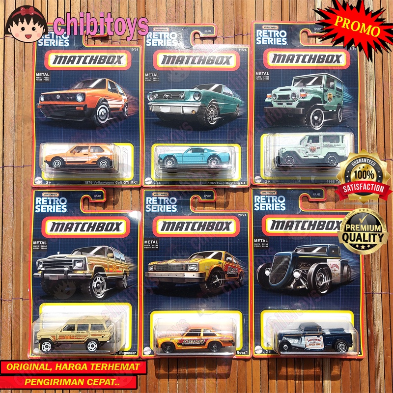 MATCHBOX RETRO SERIES - 1979 CHEVY NOVA 1965 FORD MUSTANG GT 1935 FORD PICKUP 1976 VW VOLKSWAGEN GOL