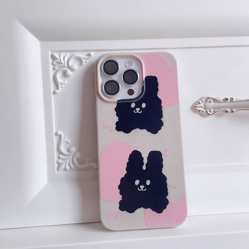 Ins Kelinci Siluet Cocok Untuk Iphone14 14pro 14plus 13 13pro 13prm13mini iPhone 11 12mini 7Plus 8Plus Xr XS 13 12 Pro Max Empat Sudut Casing Ponsel Tahan Guncangan