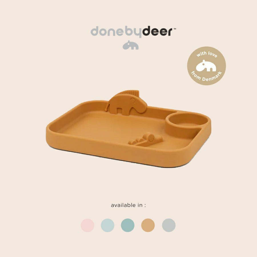 Done By Deer Peekaboo Compartment Plate Deer friends - Piring Anak