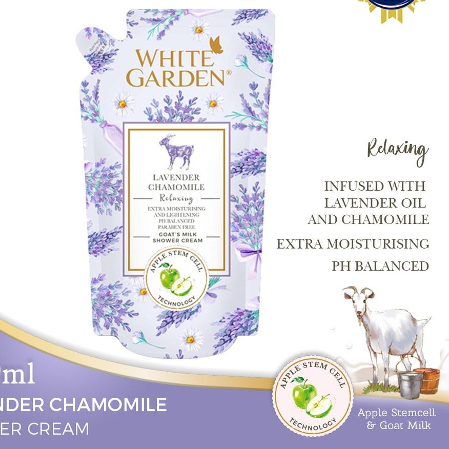 ❆ WHITE GARDEN Goat's Milk Shower Cream Sabun Susu Kambing Lavender & Chamomile 900ml Sabun Cair ★