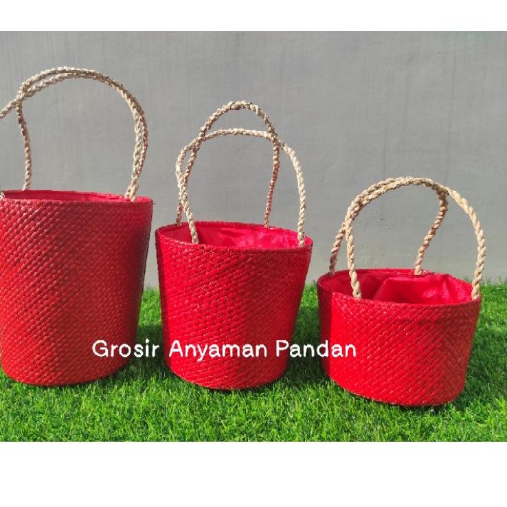 Terlaku... Tas pandan EMBER POLOS parcel souvenir unik tas hampers natal keranjang parcel