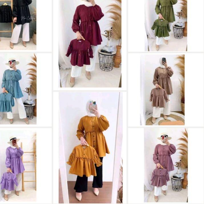 ❀ Fanny Couple Kids Dan Mom / Tunik Ibu Dan Anak / Baju Tunik Ibu Dan Anak Perempuan / Gamis Couple 