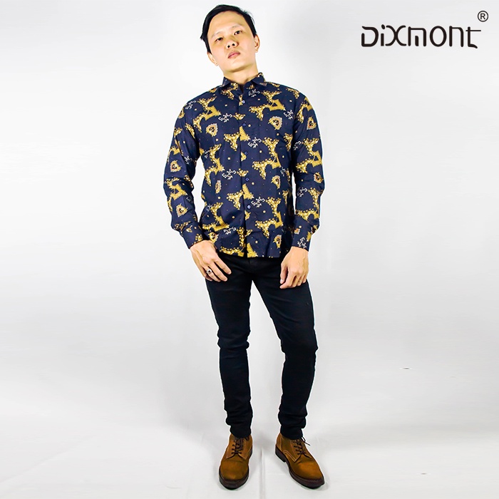 Dixmont Kemeja Pria Batik Panjang Hem BL00522