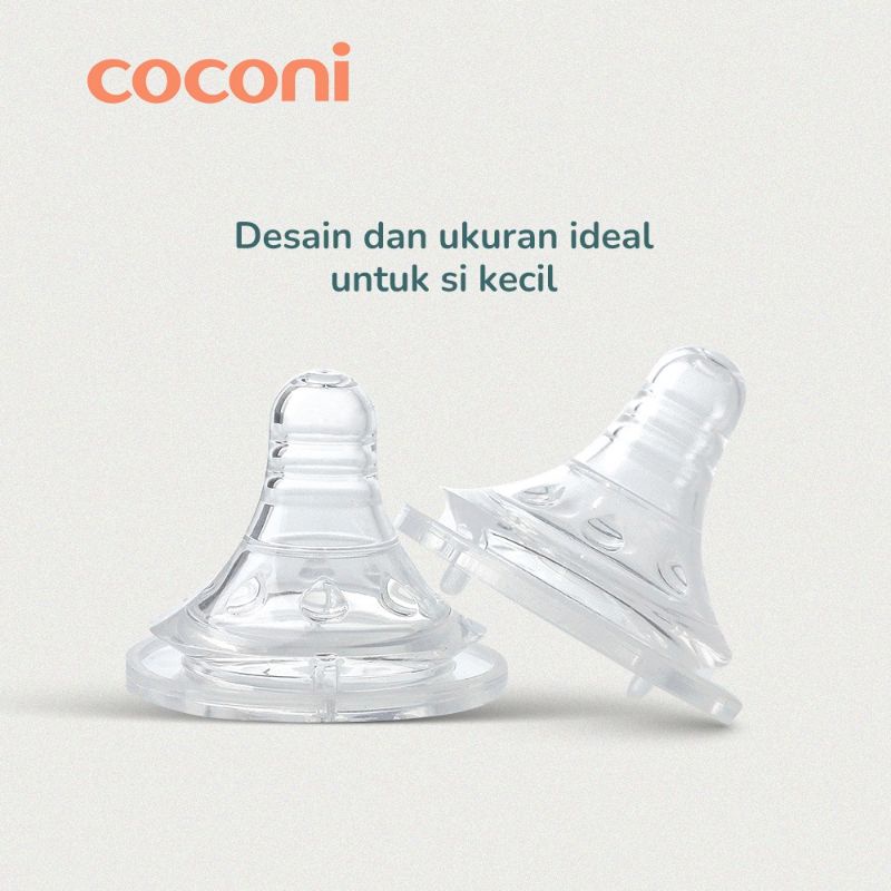 Coconi Wide Neck Baby Bottle Nipple Teat Replacement 2Pcs / Dot Bayi