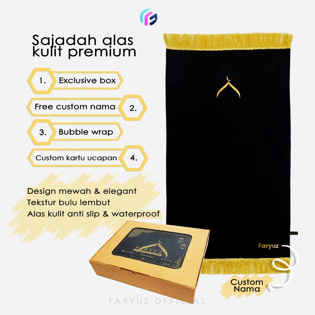 Sejadah Turki  Faryuz - Sajadah Hitam Polos Premium Velboa Tipis Sejadah Alas Kulit Kado Hantaran So