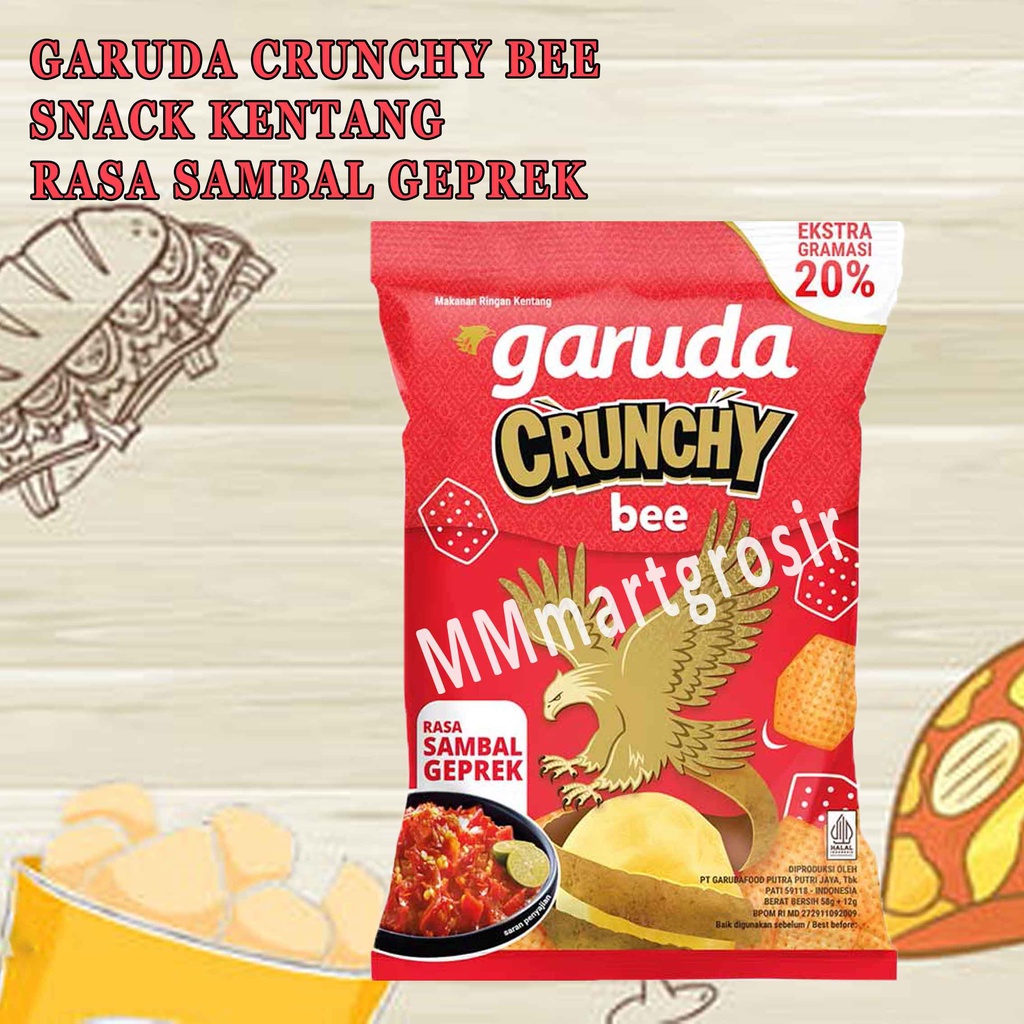 Garuda Crunchy Bee/ Snack Kentang/ Rasa Sambal Geprek/ 58g+12g