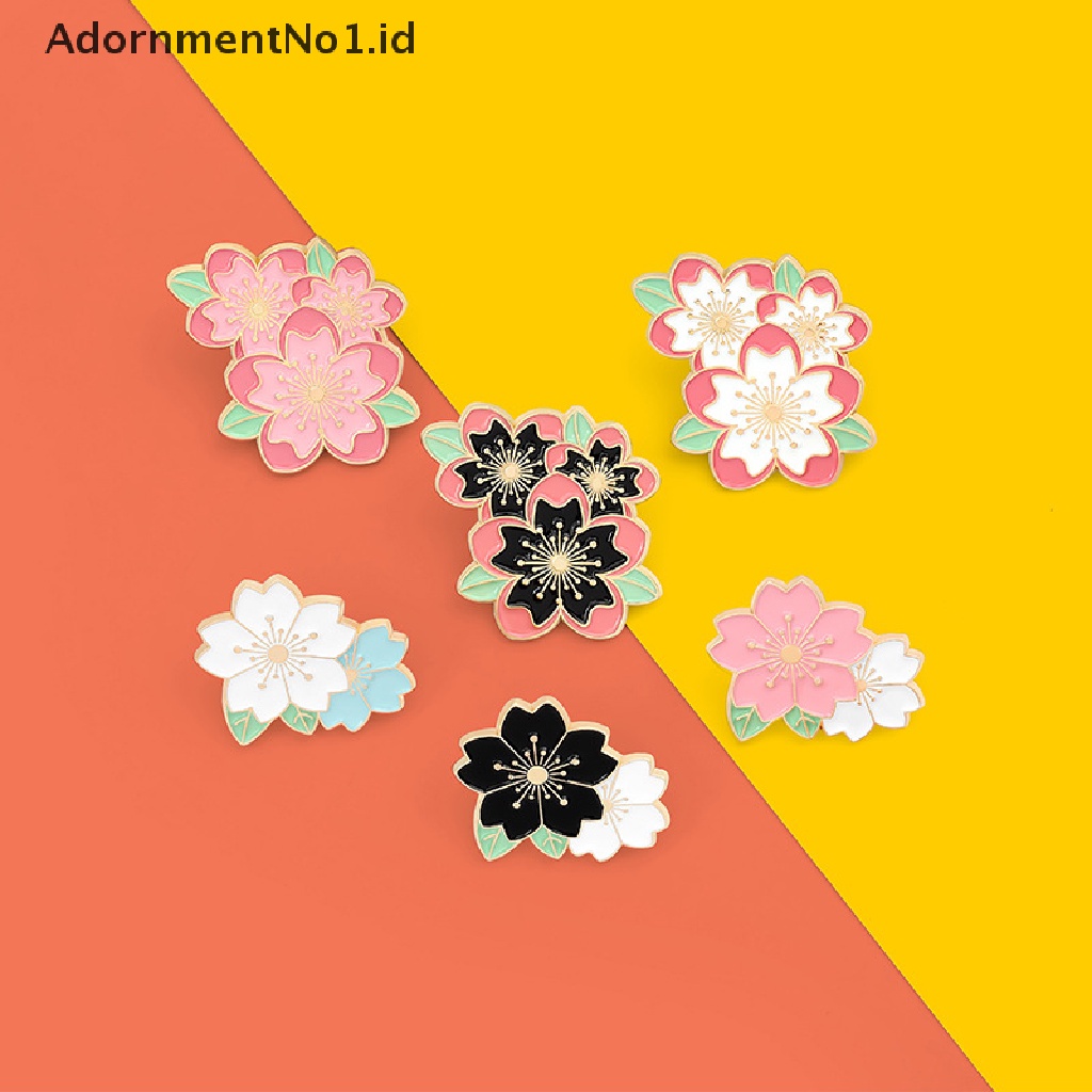 [AdornmentNo1] Sakura Enamel Pin Pink Putih Cherry Blossom Bros Tas Kerah Pin Kartun Bunga Lencana Perhiasan Hadiah Flower Pin [ID]