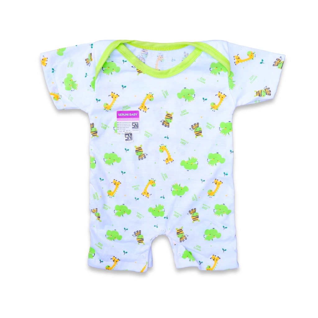 ISI 3pcs JUMPER PENDEK BAYI USIA 0-3 BULAN MOTIF ZOO FRIEND BAHAN KATUN