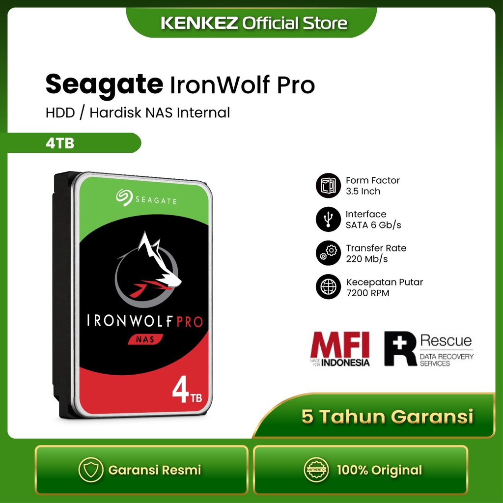 Seagate IronWolf Pro 4TB HDD / Hardisk NAS SATA 7200RPM
