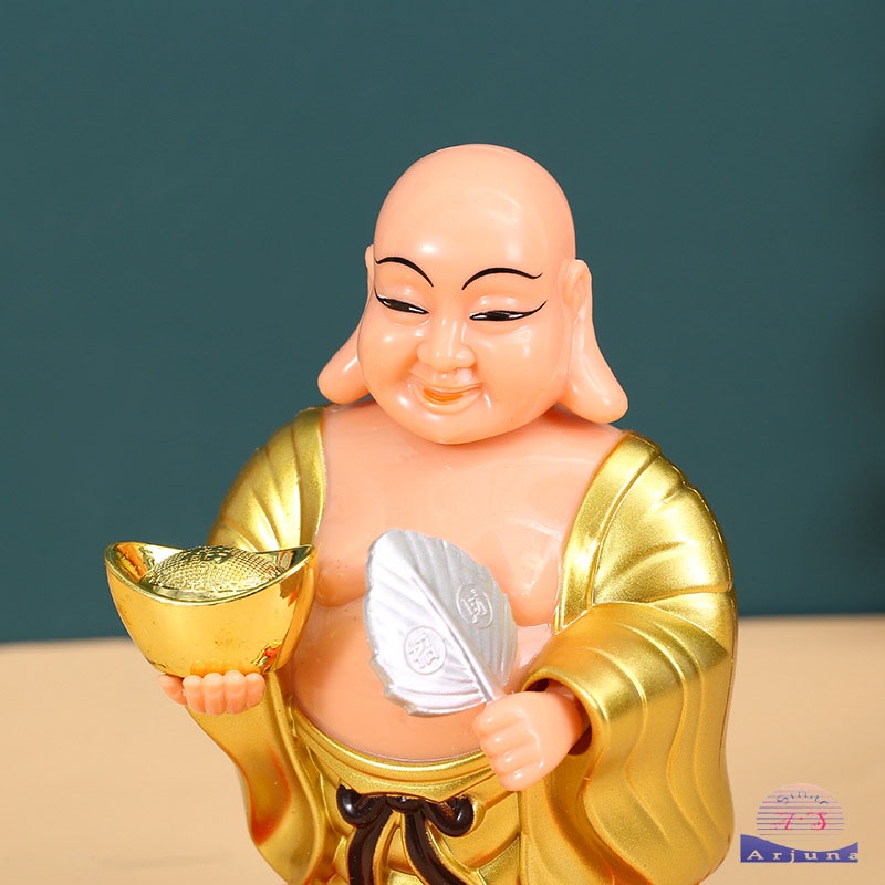 Pajangan Mobil Patung Boneka Budha Buddha Julaihut Lucky Kipas Uang 18cm Rezeki Fortune Solar