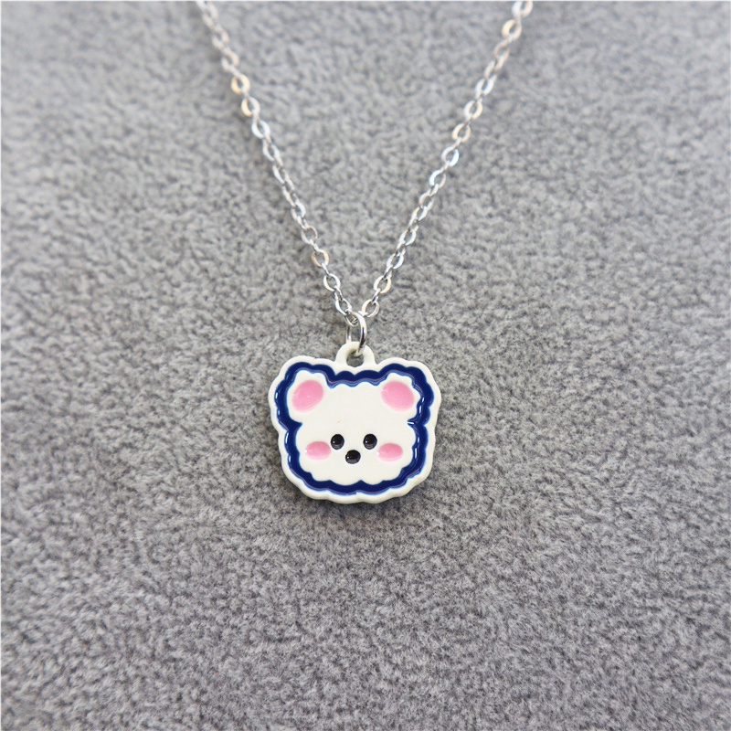 Ladies Kalung Bear Spray-painted Pendant Perhiasan Siswa Kalung Anak Hadiah Ulang Tahun Aksesoris Fashion