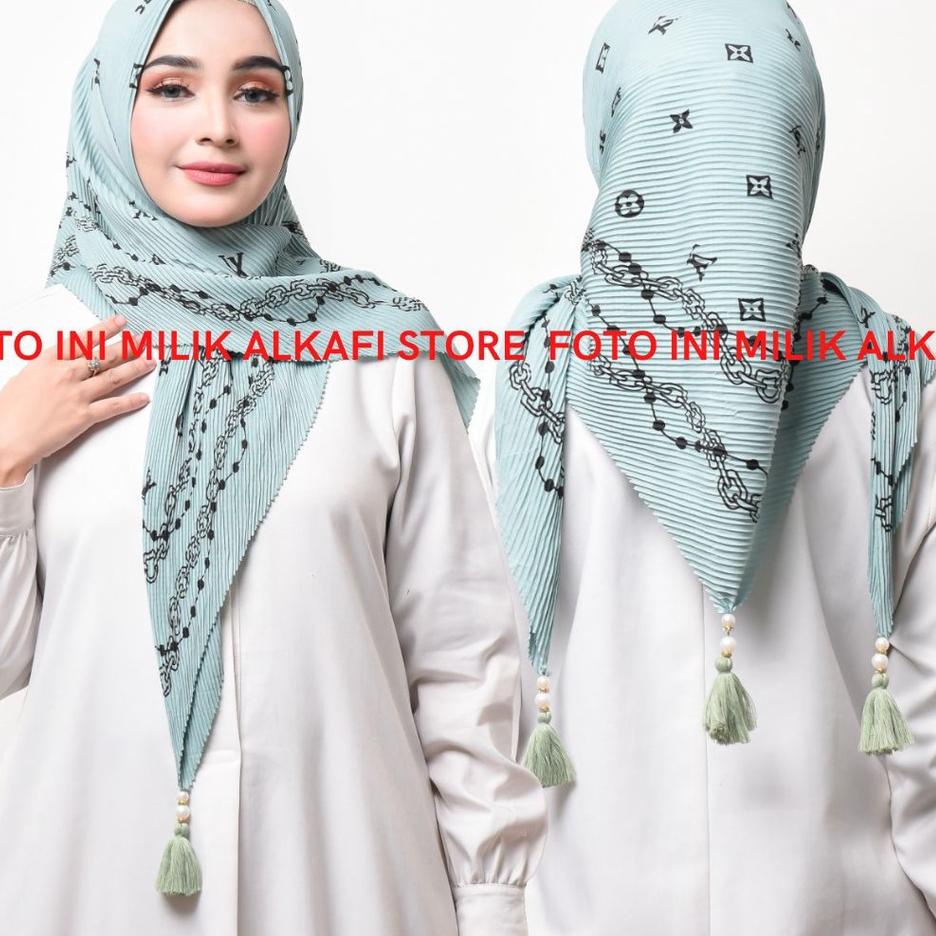 ✰ JILBAB TERBARU SEGIEMPAT PLISKET MOTIF / HIJAB PLISKET MOTIF TERBARU / JILBAB SEGI EMPAT PLISKET A