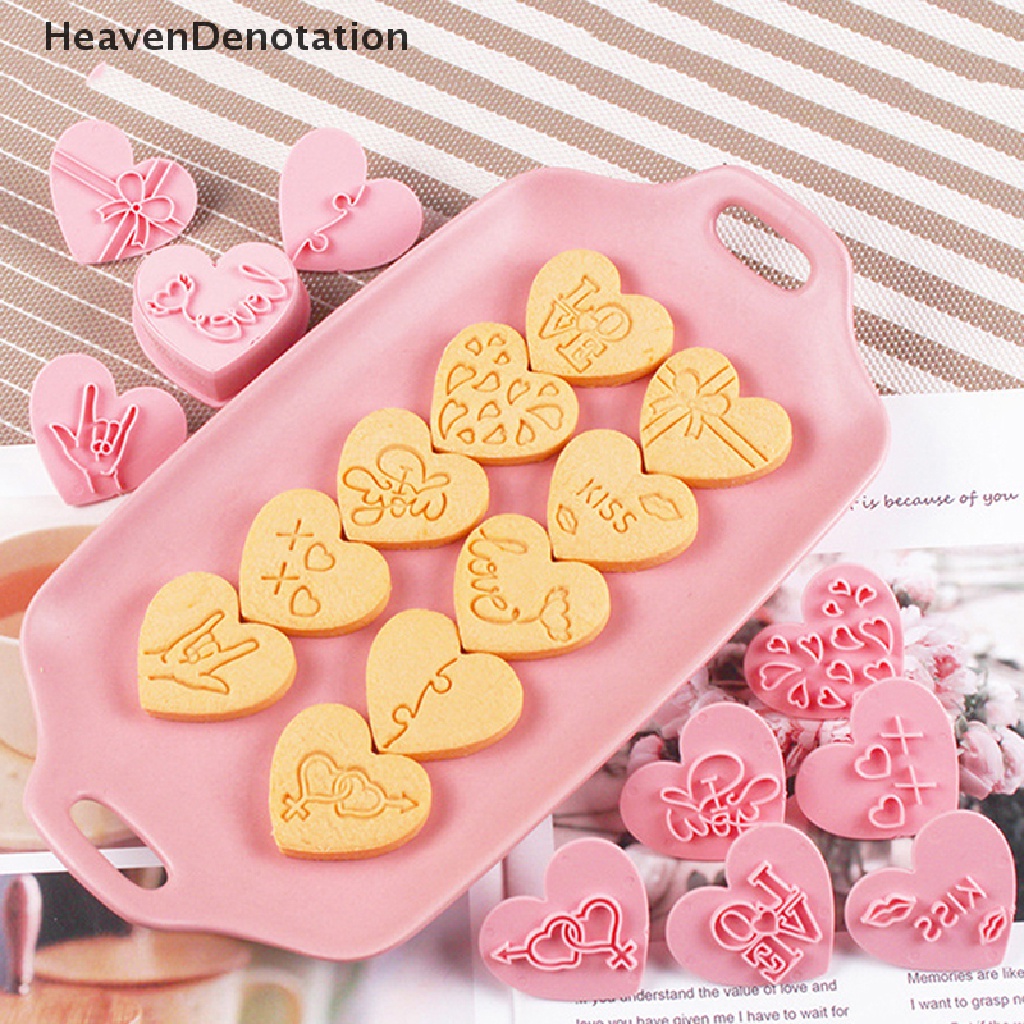 [HeavenDenotation] 10pcs/set Valene's Day Heart Cookie Mold Love You Letter Heart Fondant Stamp HDV