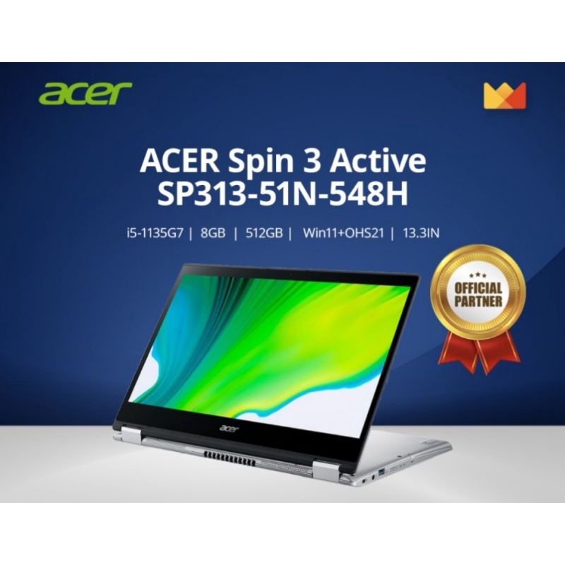 Preloved ACER SPIN 3 ACTIVE fullset + anti virus 2 tahun + free temprate skin