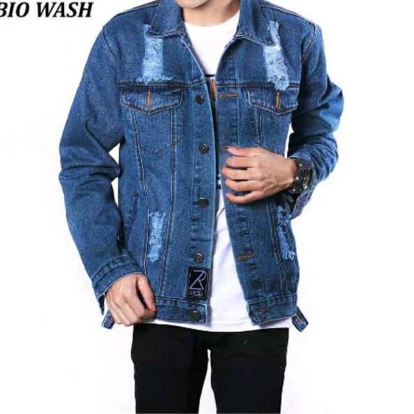 JAKET JEANS SOBEK SOBEK/jaket pria/jaket cowok/jaket hits pria (original)/jaket levis sobek sobek (K