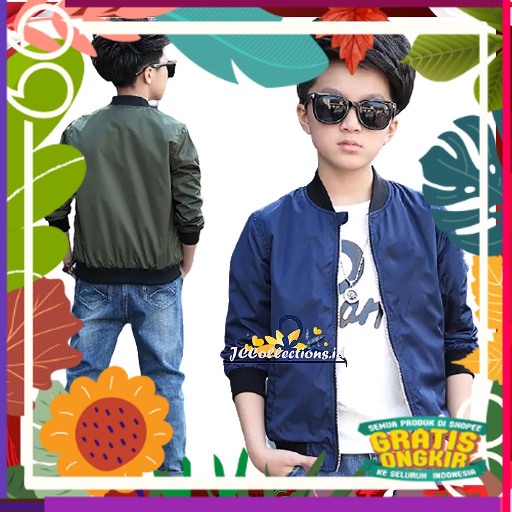 Jaket Bomber Anak Cowok Remaja Teens Umur 10 Tahun - 17 Tahun - JCCollections / hitam putih garis