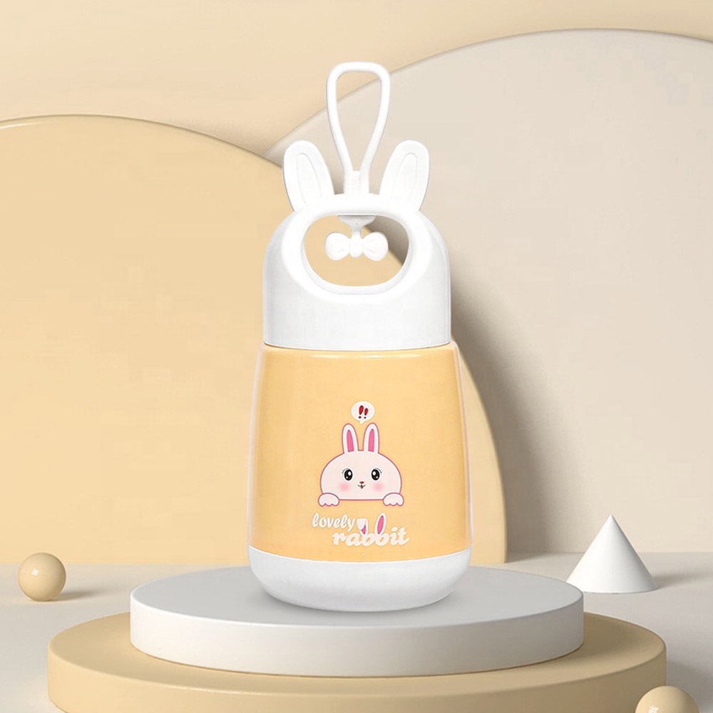 Botol Minum Kaca Lovely Rabbit Kelinci Tutup Mudah Di Pegang Ada Gantungan 380ml BPA Free - BMK005
