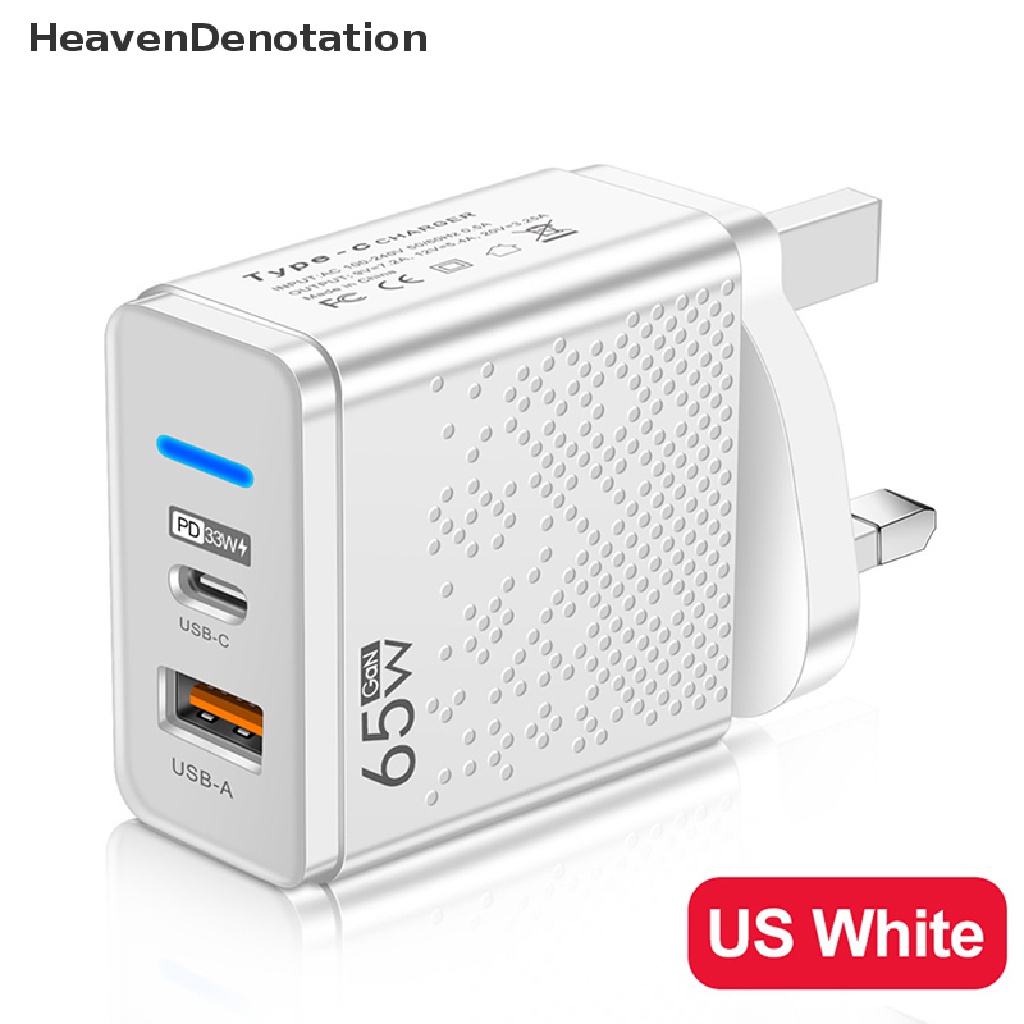 XIAOMI SAMSUNG [HeavenDenotation] Fast Charge Charger 65W USB C Charger Untuk iPhone Xiaomi12Samsung Huawei USB Charger Ponsel QC 3.0 Adaptor Ponsel HDV