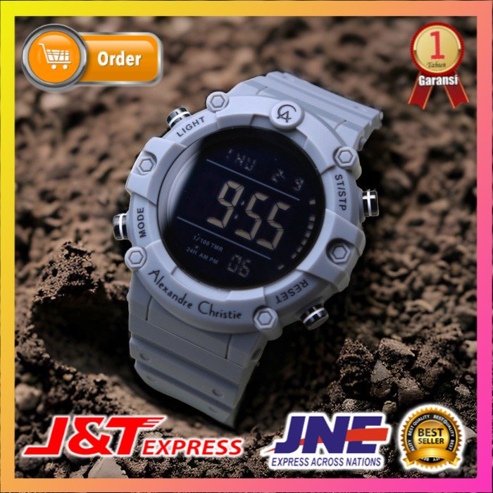 JAM TANGAN ALEXANDRE CHRISTIE ALEXANDER CHRISTIE PRIA COWOK ORIGINAL ORI BRANDED AC 9386 GREY DIGITA