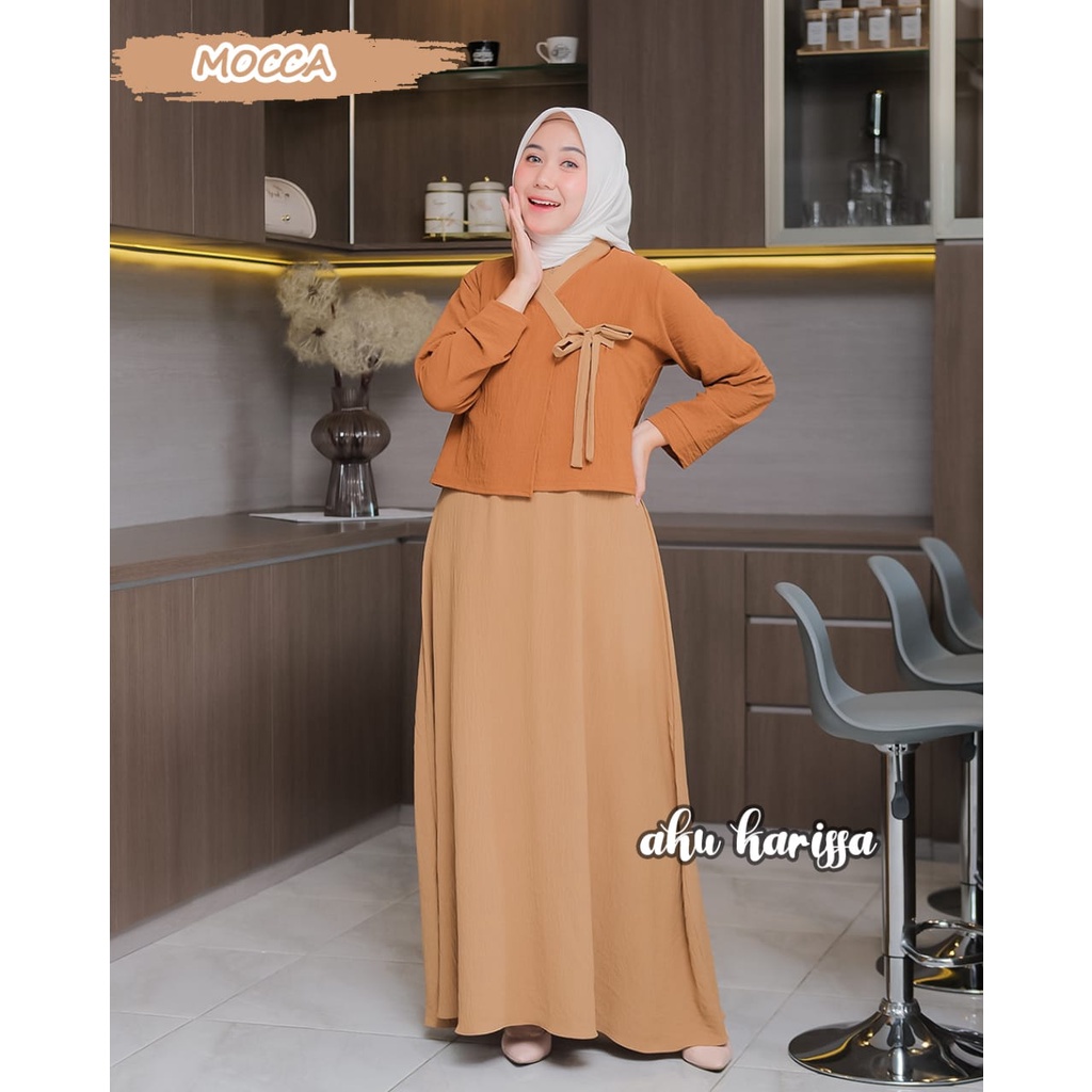 Gamis HARUKA AKU KARISSA cringkle premium dan monalisa mix wolfis syari  hanbook baju wanita muslim kiyowo korean style