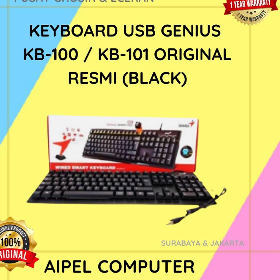 ✹ KB1 | KEYBOARD USB GENIUS KB-100 / KB-101 ORIGINAL RESMI (BLACK) ➢