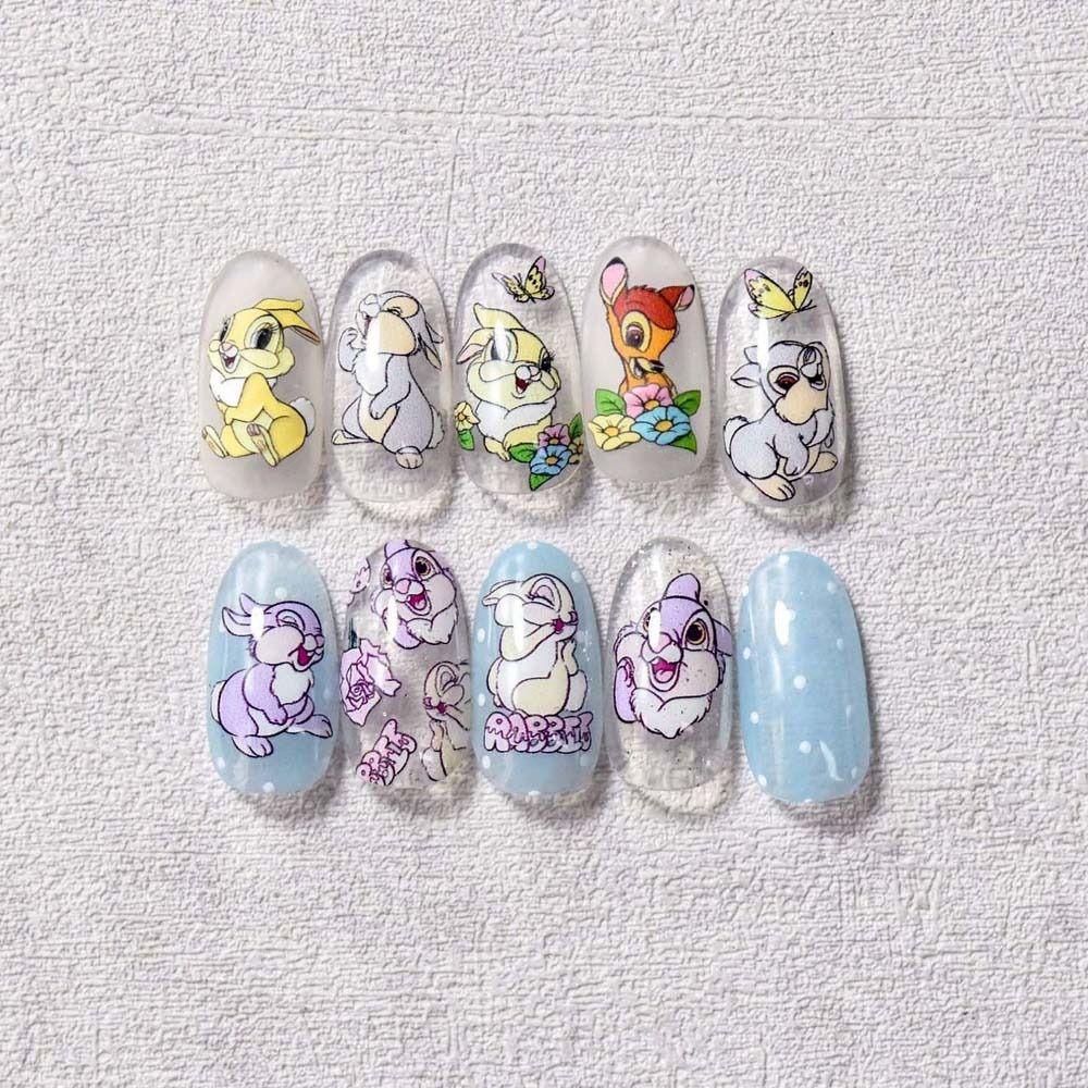 Needway Kartun Stiker Kuku Lucu Fashion Hewan Manikur Aksesoris Tulip Kelinci Nail Stickers