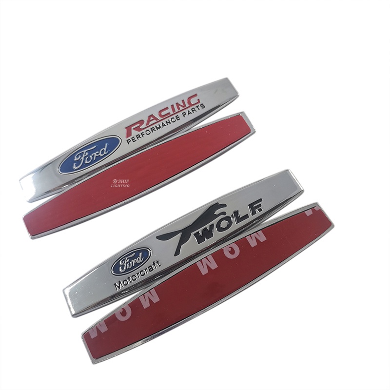 2x Metal FORD RACING Serigala Logo Mobil Auto Side Fender Belakang Dekoratif Emblem Badge Decal Stiker Untuk FORD