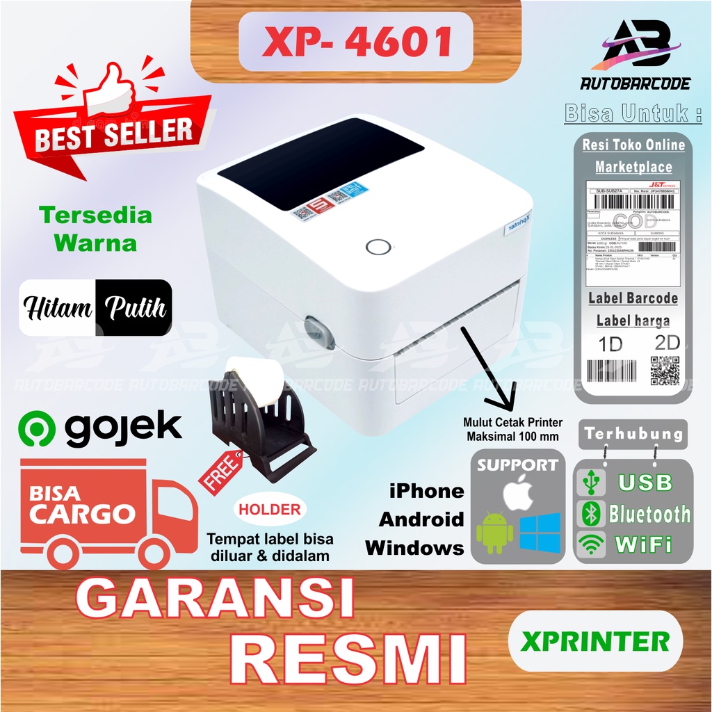 Printer Label Thermal Xprinter XP4601 / XP 4601 / XP-4601 / Ukuran 110MM A6 Koneksi USB Bluetooth WIFI