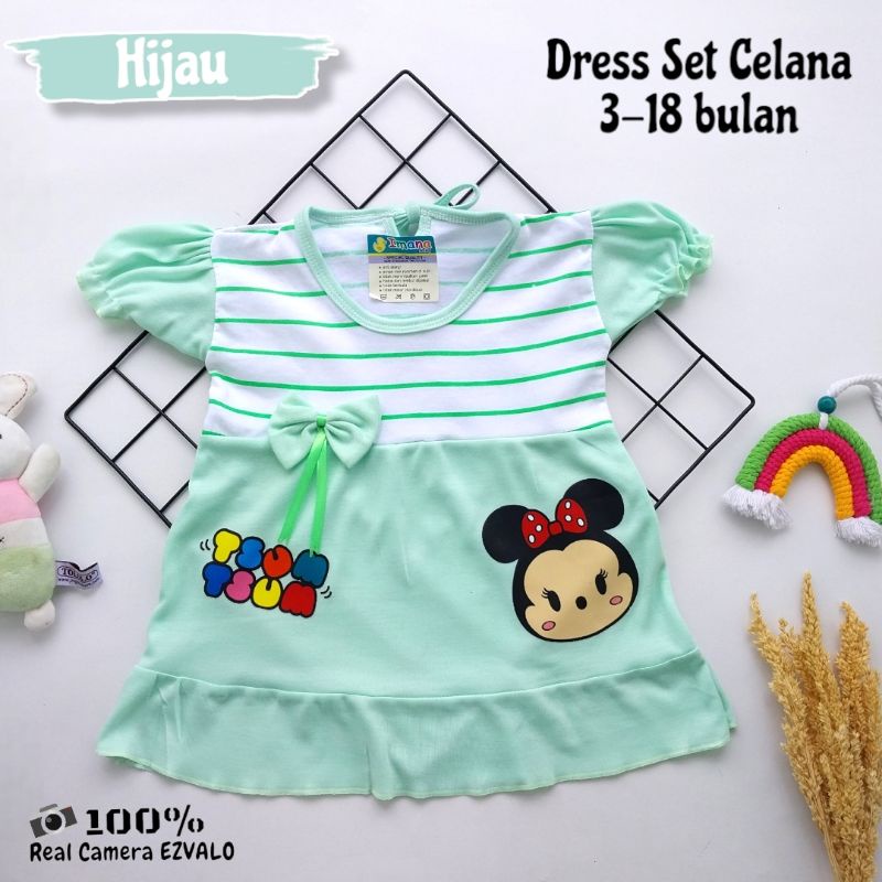 BAJU BAYI DRESS PEREMPUAN SET CELANA PENDEK 3-18 BULAN