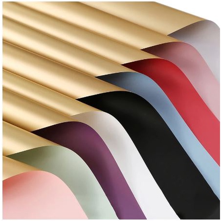 

(20 Lembar) Grosir Cellophane Mewah Kertas Buket Bouquete Bicolor Gold CLPN008