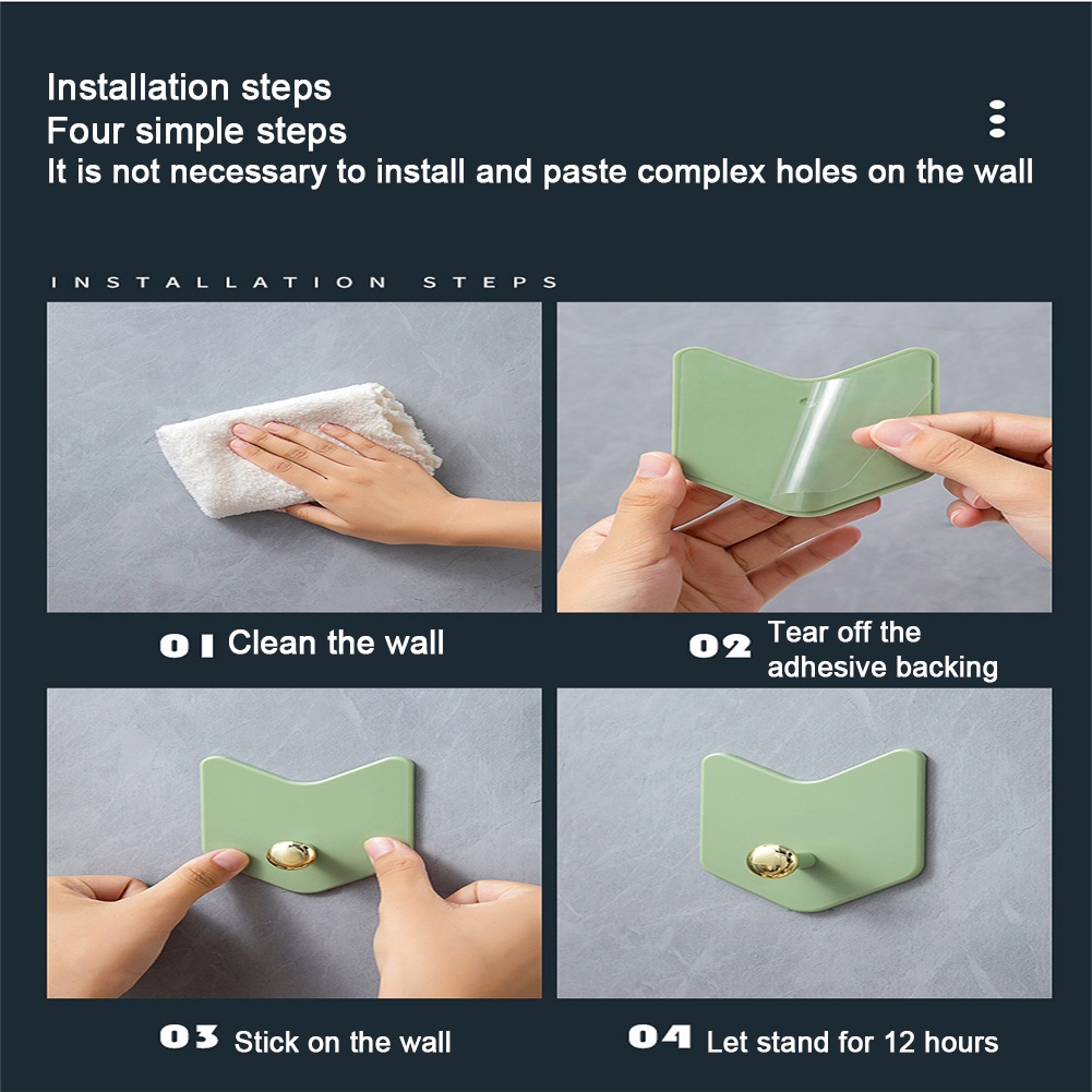 ღ 4Pcs Multi-Tujuan Dinding Kait Pintu Kunci Kain Mantel Kait Mewah Sederhana Tidak Tanpa Jejak Lubang Pengait-Gratis 4 Warna Dapur Tas Seamless Rak Rak