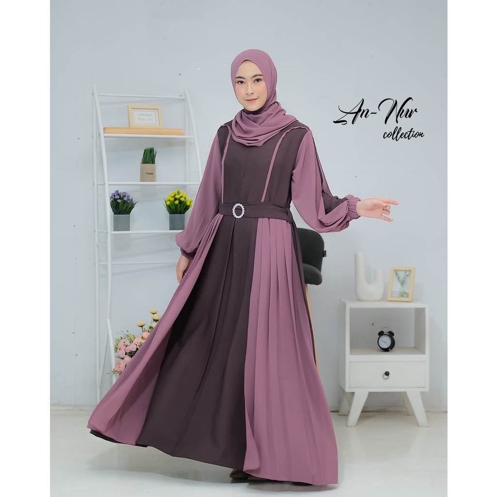 Vania Annur gamis set pashmina mutiara itycrepe mix ceruty ceruti babydoll premium dress namira