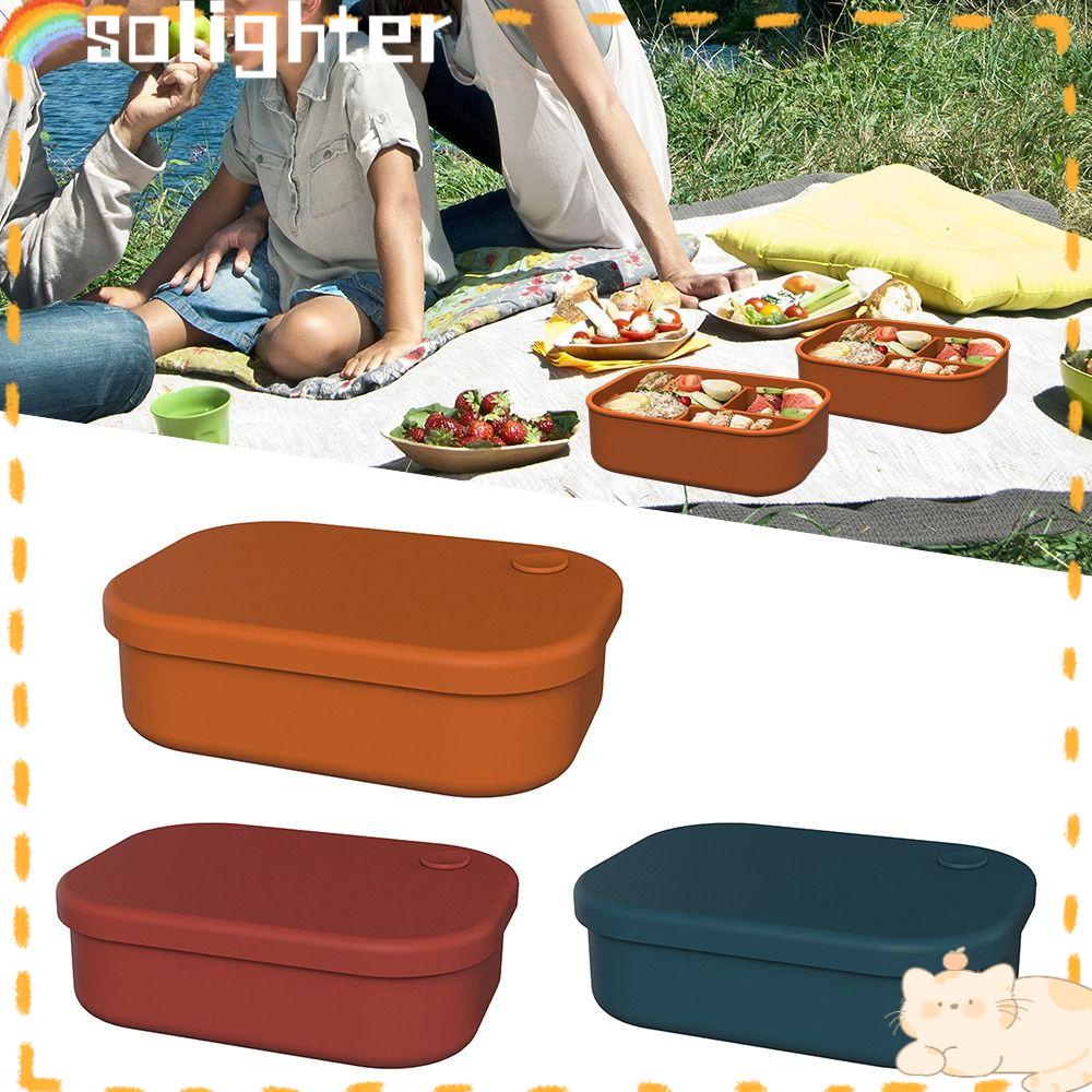 Solighter Lunch Box Microwavable Silicone 4grids Wadah Makanan