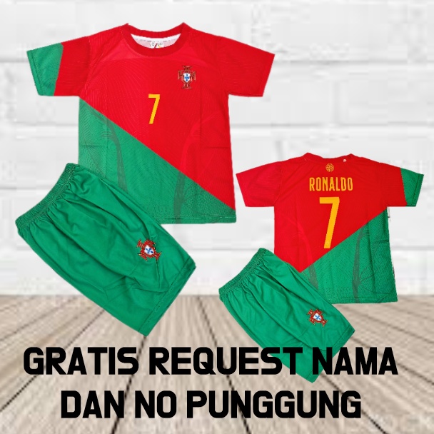 jersey baju bola PIALA DUNIA  anak portugal HOME/setelan baju bolA anak portugal/jersey bola ronaldo portugal