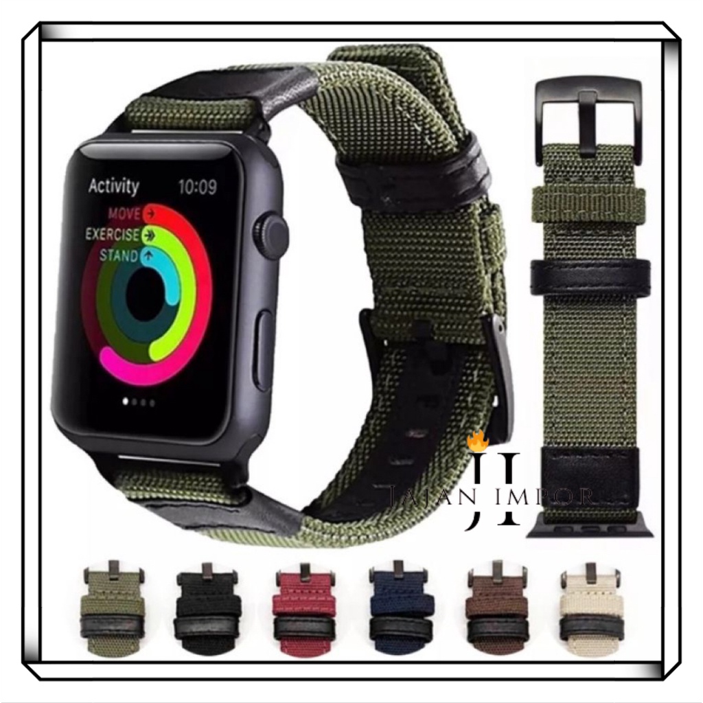 Tali Strap Kanvas kulit Nylon Kulit iWatch / i watch 3 4 5 6 7 SE  41mm 45mm Iwo