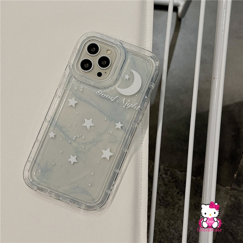 IPHONE Fantasy Starry Sky Case Kompatibel Untuk Iphone11 14 13 12 Pro MAX 7plus XR 7 8 6 6S Plus X XS MAX Airbag Shockproof Gradient Stars Moon Soft TPU Clear Couple Case