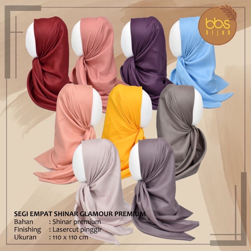 Hijab segiempat shinar glamour  lacer cut 110X110 cm || segi empat shinar glamour