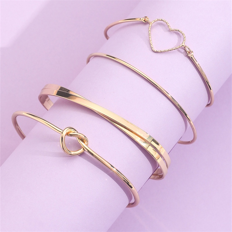 Fashion Dan Perlindungan Lingkungan Paduan Cinta Simpul Gelang Set Peach Hati Cinta Geometris Gelang Salib