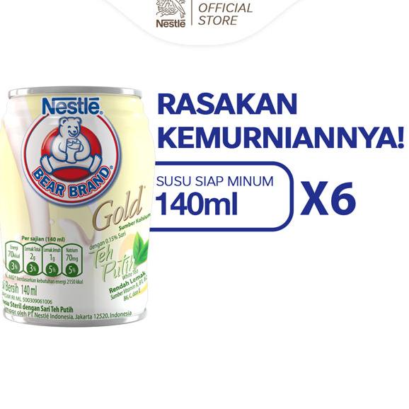 

【Penjualan Terbaik】✅COD BEAR BRAND Susu Kaleng White Tea Susu Steril 140ml x 6 pcs