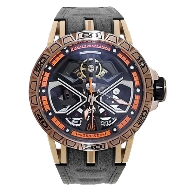 Jam Tangan Pria Roger Dubuis Aventador Huracan Automatic Orange Rubber Strap