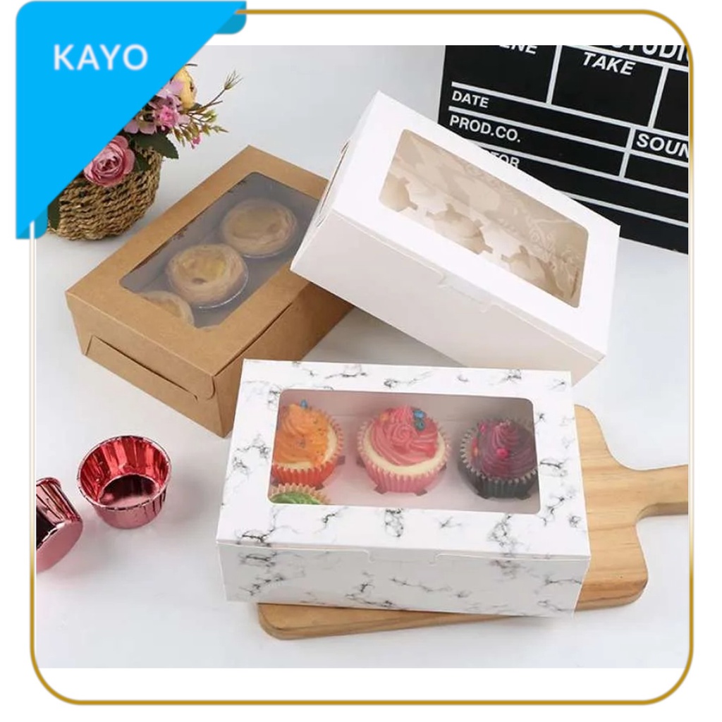 

DUS KUE cupcake isi 6 box packing muffin kotak mika / Gift Box