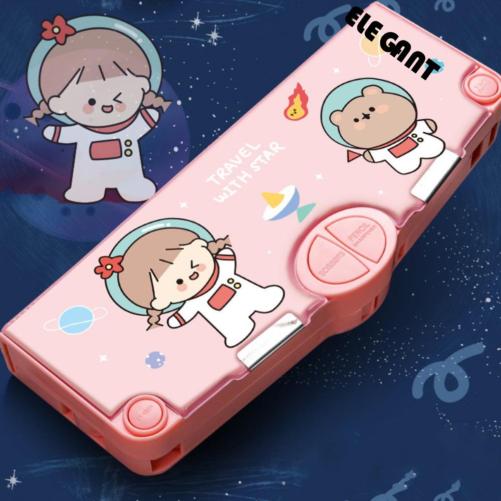 [Elegan] Pen Case Kawaii Anak-Anak Siswa Single Double Layer Perlengkapan Sekolah Gaya Korea Stationery Case